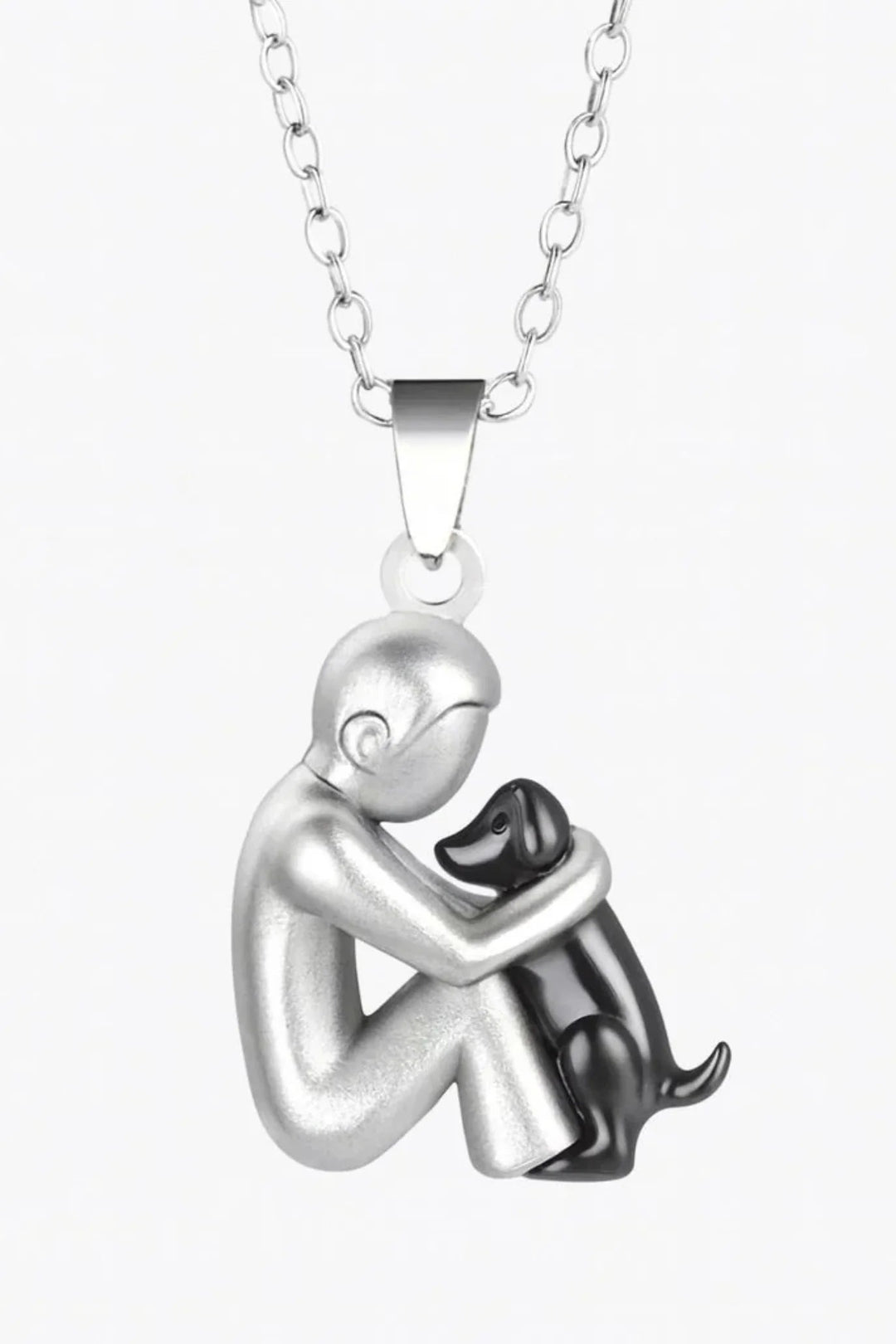 Damesketting met knuffelhanger in 14K verguld - elegant hondensilhouetontwerp