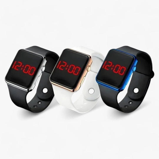 Digitaal LED Horloge – Vierkant Display met Siliconen Band
