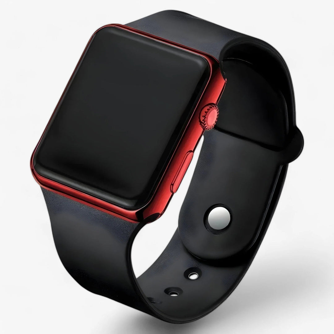 Digitaal LED Horloge – Vierkant Display met Siliconen Band