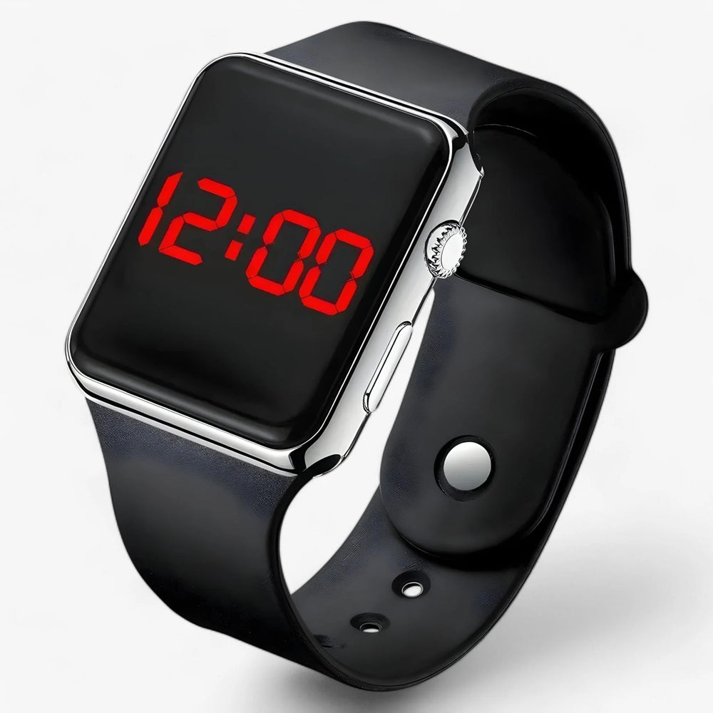 Digitaal LED Horloge – Vierkant Display met Siliconen Band