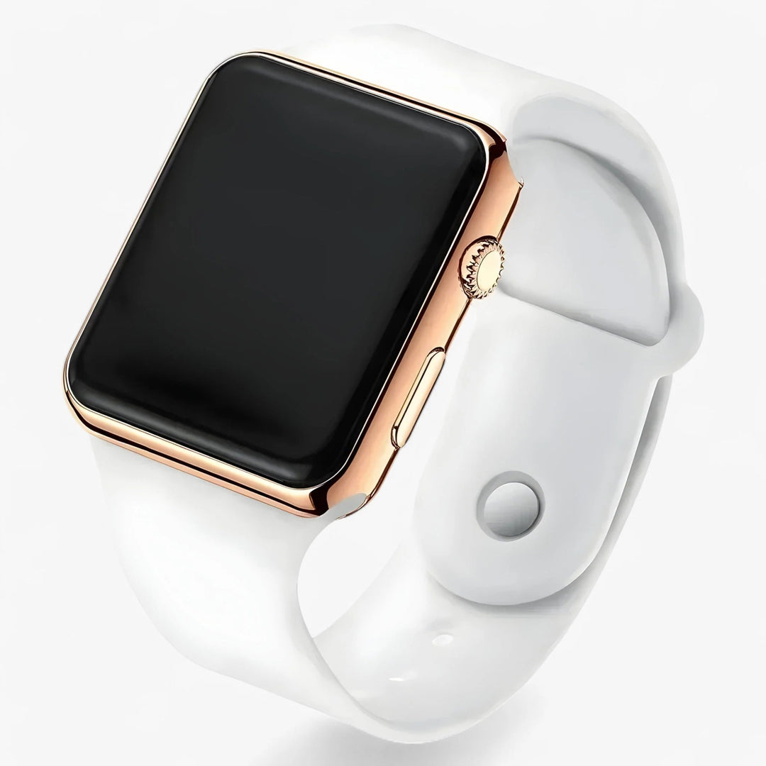 Digitaal LED Horloge – Vierkant Display met Siliconen Band