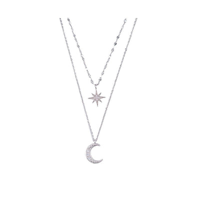 Double Moon – Zilveren Dubbele Ketting met Maanlicht