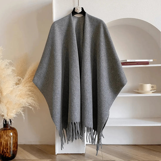 Dubbelzijdige Kasjmiermix Poncho Dames