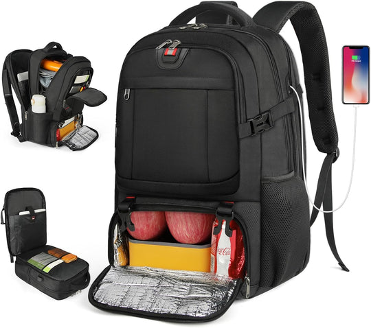 Extra grote lunch- en laptopreisrugzak met USB-oplaadpoort