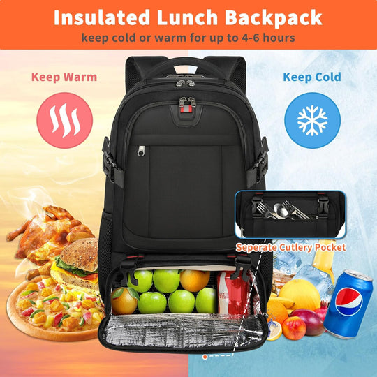 Extra grote lunch- en laptopreisrugzak met USB-oplaadpoort