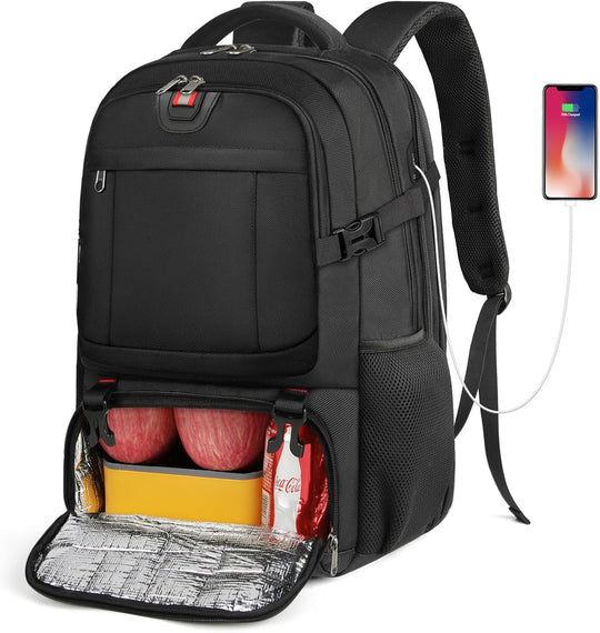 Extra grote lunch- en laptopreisrugzak met USB-oplaadpoort