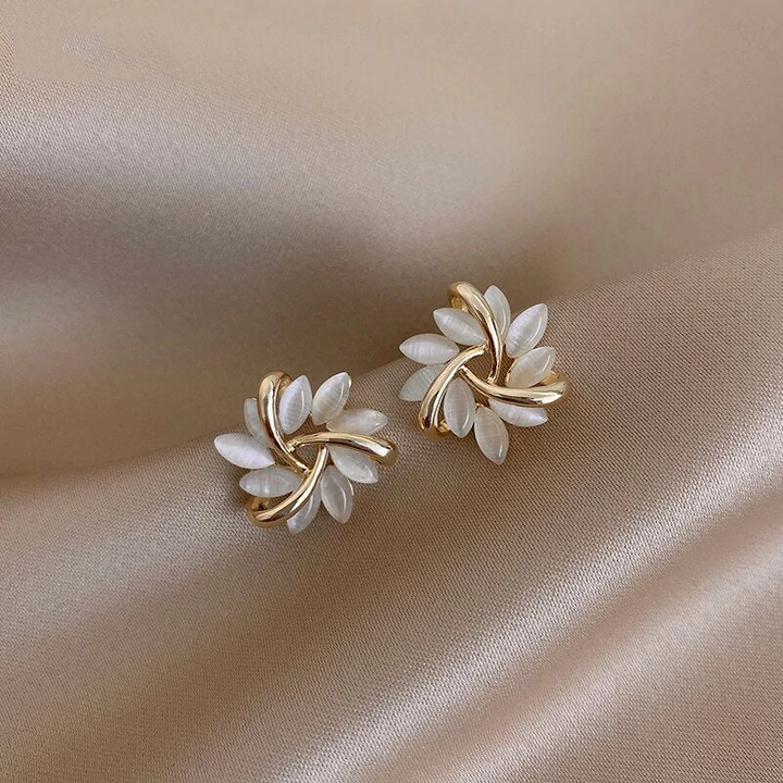 Earrings - Elegant Opal Petal Design
