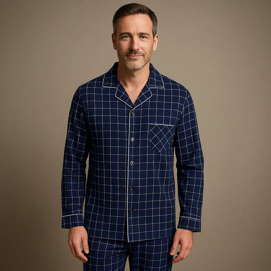 Heren Pyjamaset Gestreept – Comfortabel Huispak voor het Hele Jaar
