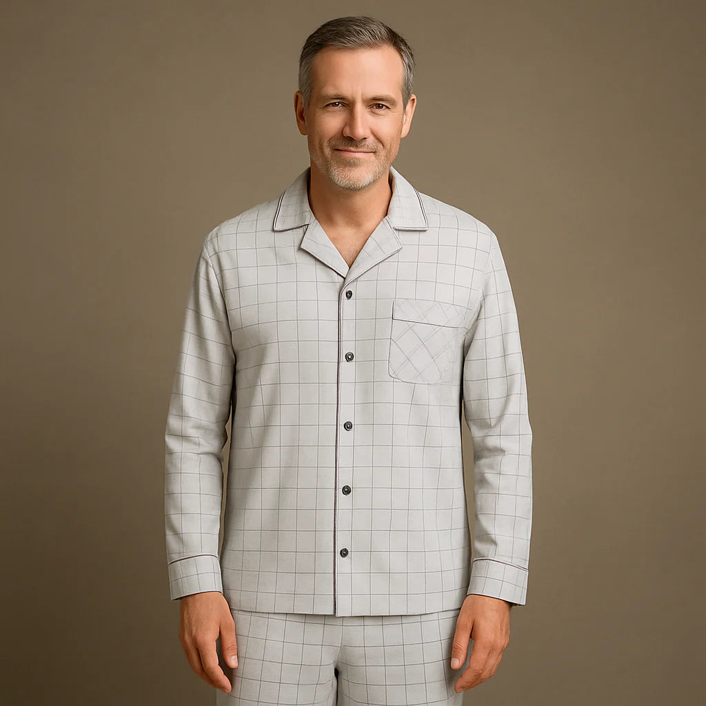 Heren Pyjamaset Gestreept – Comfortabel Huispak voor het Hele Jaar