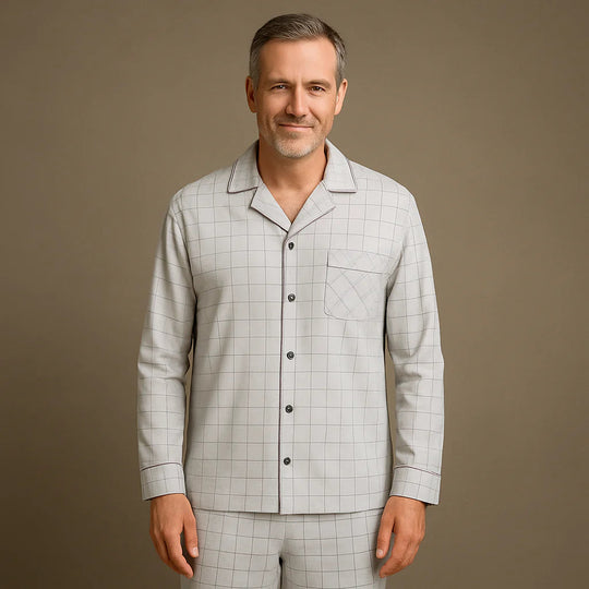 Heren Pyjamaset Gestreept – Comfortabel Huispak voor het Hele Jaar
