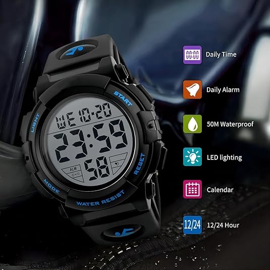 Heren Sporthorloge – Digitaal met LED-Display en Waterdicht
