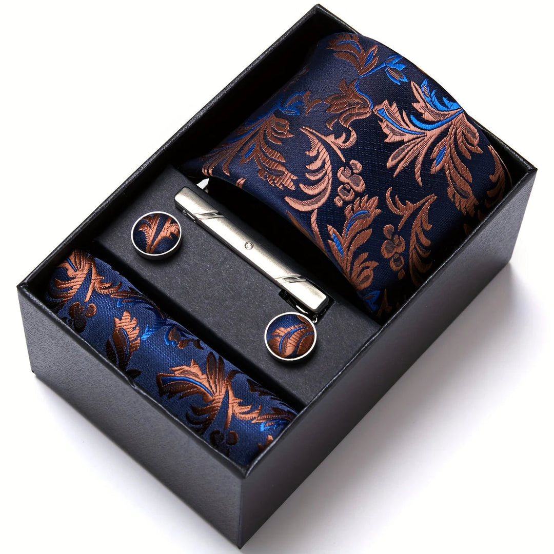 Heren Stropdas Set – Paisley met Zakdoek, Clip &amp; Manchetknopen
