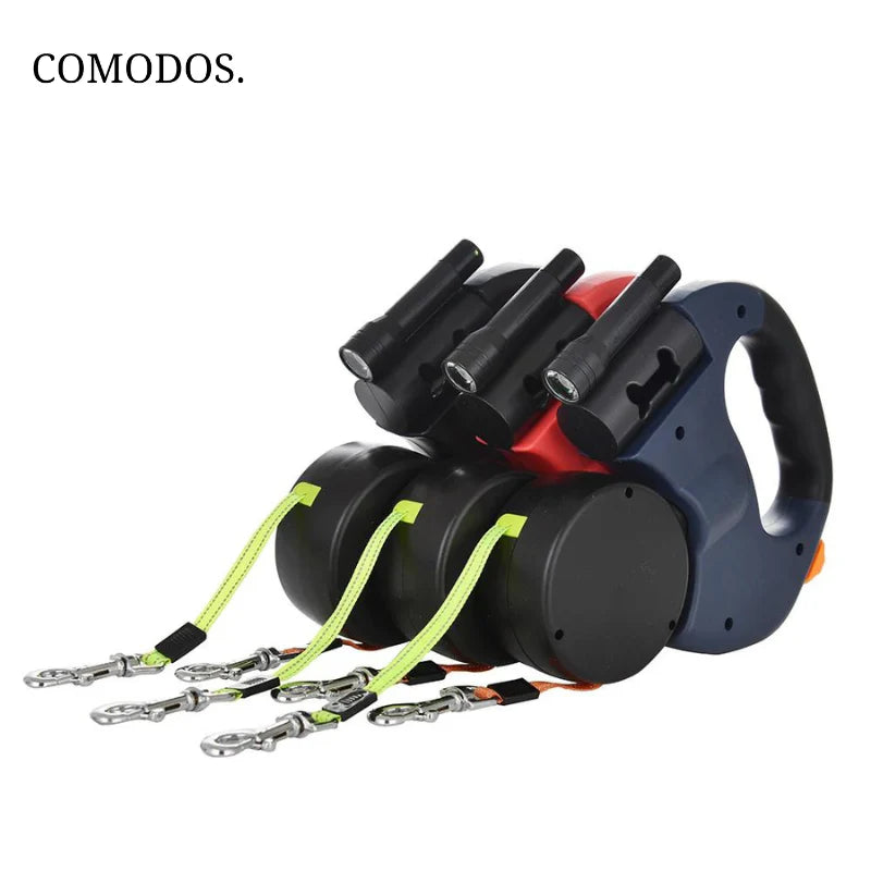 Hondenriem Duo - Uitrekbare Riem voor Twee Honden met LED Verlichting