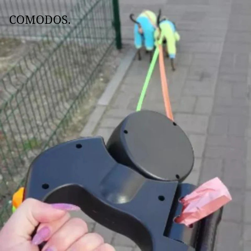 Hondenriem Duo - Uitrekbare Riem voor Twee Honden met LED Verlichting
