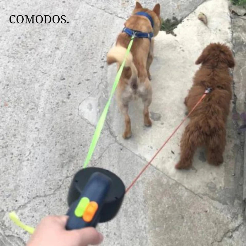 Hondenriem Duo - Uitrekbare Riem voor Twee Honden met LED Verlichting