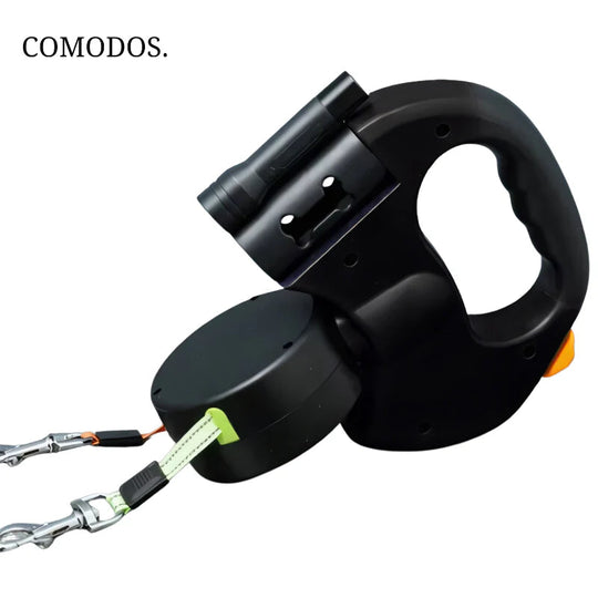 Hondenriem Duo - Uitrekbare Riem voor Twee Honden met LED Verlichting