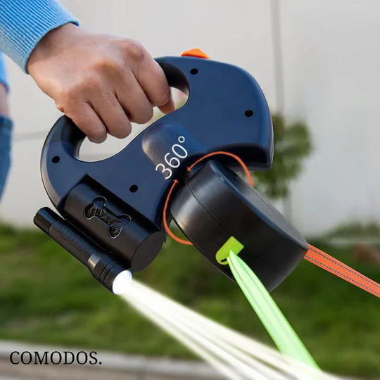 Hondenriem Duo - Uitrekbare Riem voor Twee Honden met LED Verlichting