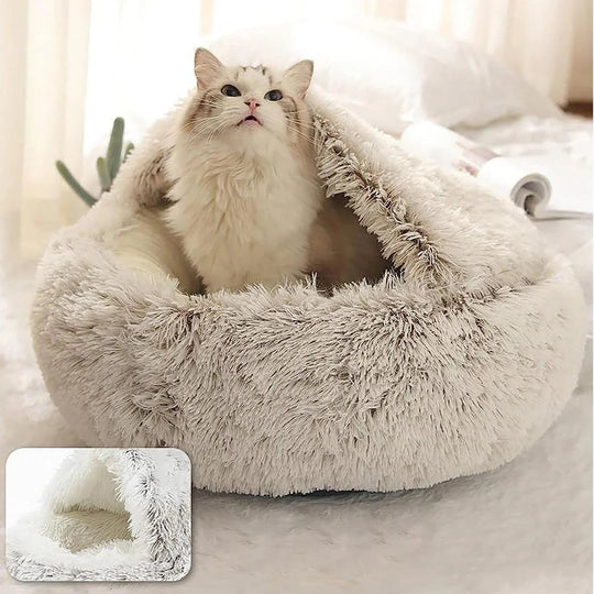 Winter Pet Bed – Cozy Cave Design with Soft Filling