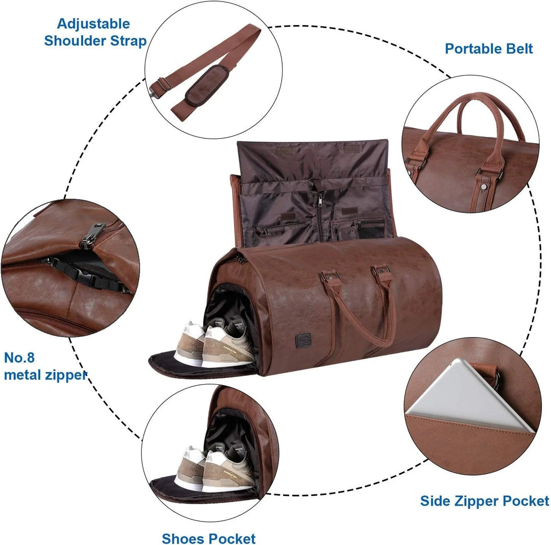 Kledingtas Weekendtas 2-in-1 – PU Leer, Handbagage