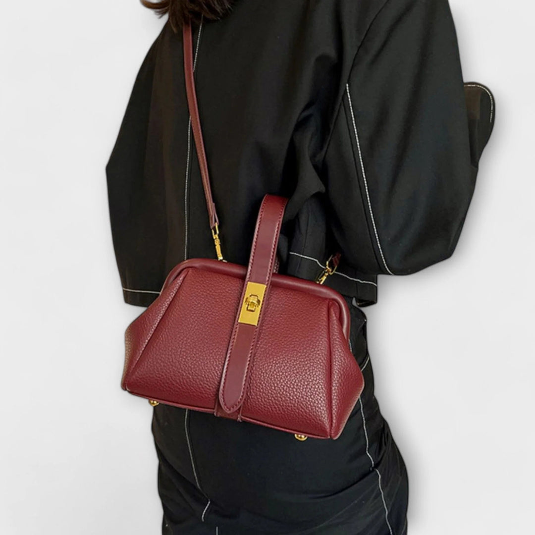 Leren Mini Handtas Dames – Bruin met Draaisluiting