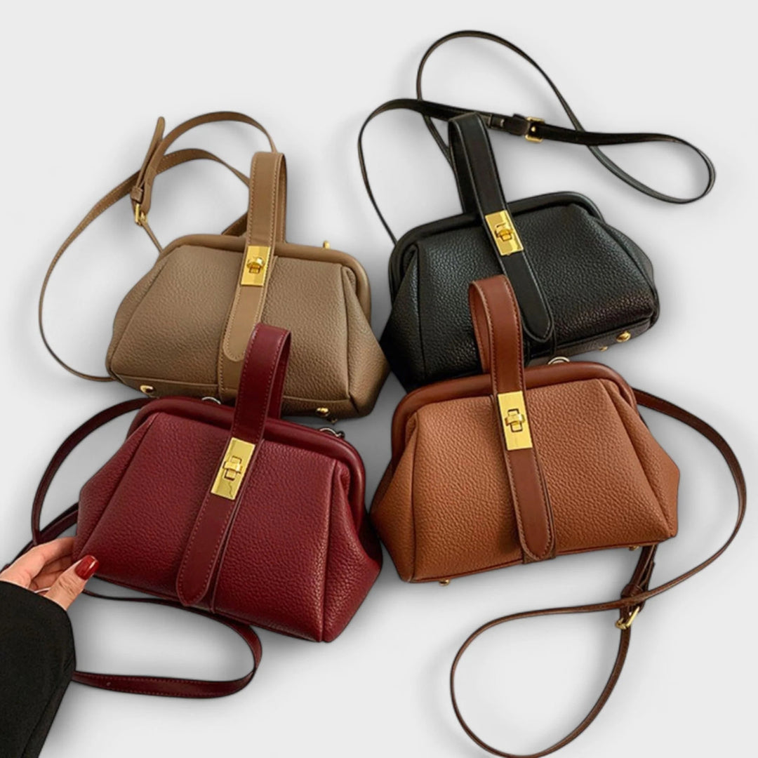Leren Mini Handtas Dames – Bruin met Draaisluiting