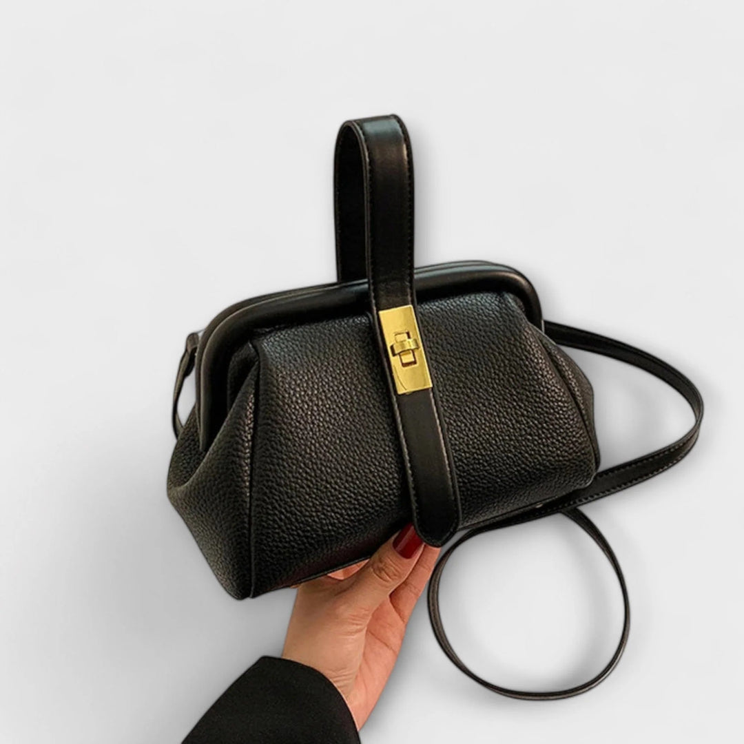 Leren Mini Handtas Dames – Bruin met Draaisluiting