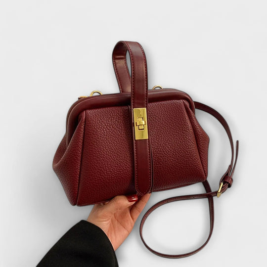 Leren Mini Handtas Dames – Bruin met Draaisluiting