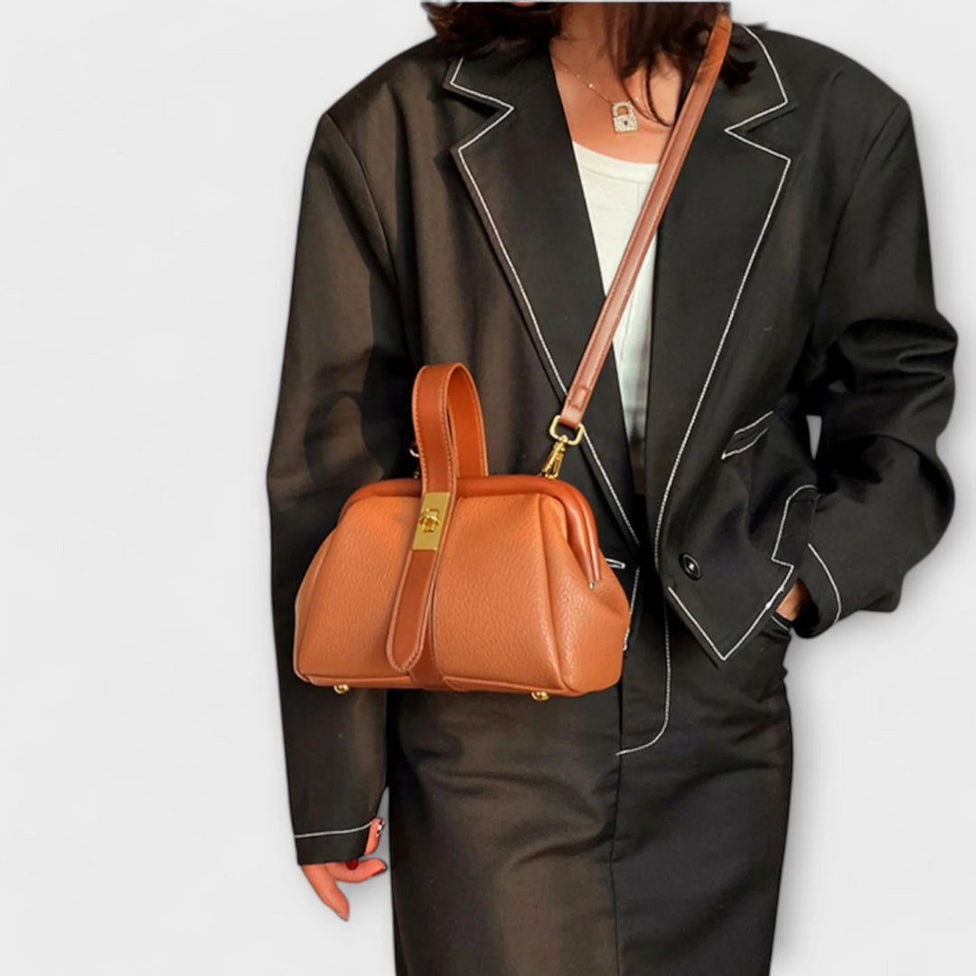 Leren Mini Handtas Dames – Bruin met Draaisluiting