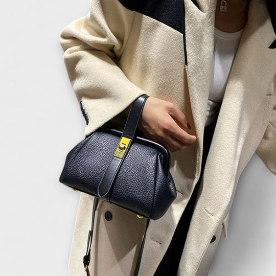 Leren Mini Handtas Dames – Bruin met Draaisluiting