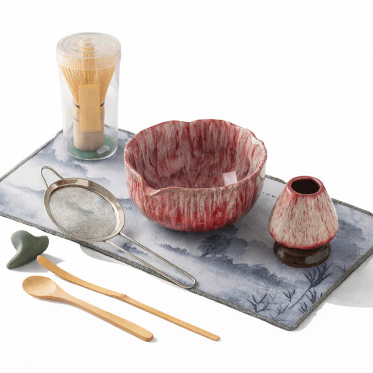 Matcha Set 8-delig - Handgemaakte Keramiek 550ml - Met Bamboe Accessoires