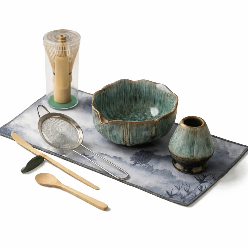 Matcha Set 8-delig - Handgemaakte Keramiek 550ml - Met Bamboe Accessoires