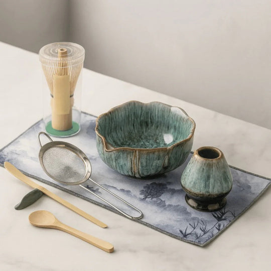 Matcha Set 8-delig - Handgemaakte Keramiek 550ml - Met Bamboe Accessoires