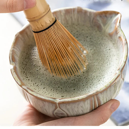 Matcha Set 8-delig - Handgemaakte Keramiek 550ml - Met Bamboe Accessoires