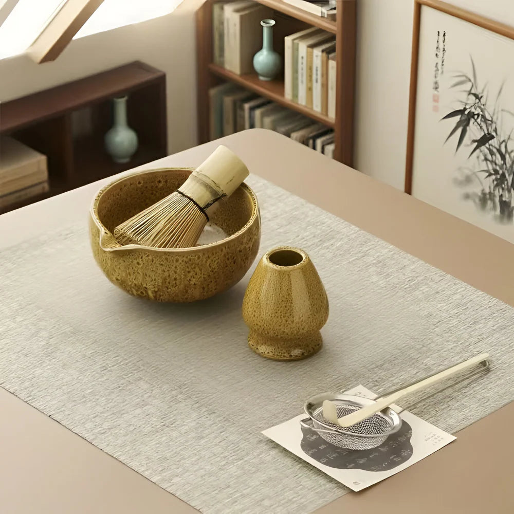 Matcha Thee Set 5-delig - Keramiek Kom met Bamboe Accessoires - Japans Teeservice