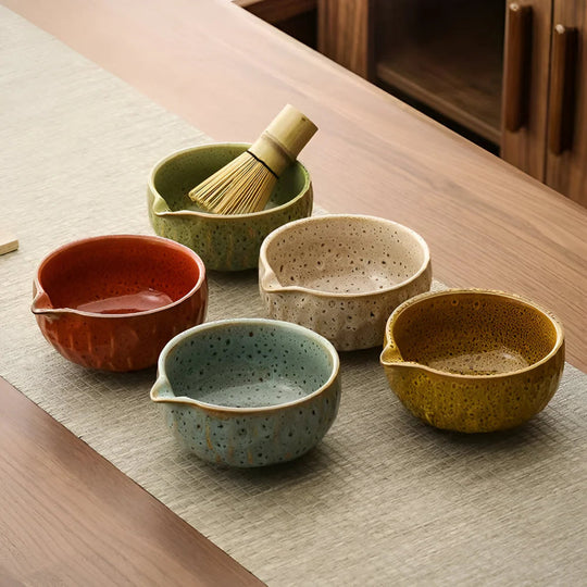 Matcha Thee Set 5-delig - Keramiek Kom met Bamboe Accessoires - Japans Teeservice