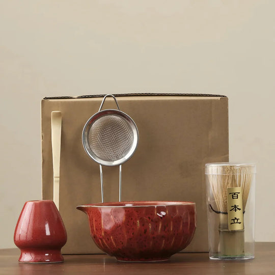 Matcha Thee Set 5-delig - Keramiek Kom met Bamboe Accessoires - Japans Teeservice