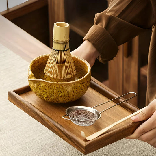 Matcha Thee Set 5-delig - Keramiek Kom met Bamboe Accessoires - Japans Teeservice