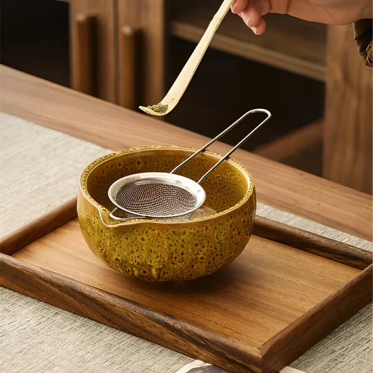 Matcha Thee Set 5-delig - Keramiek Kom met Bamboe Accessoires - Japans Teeservice
