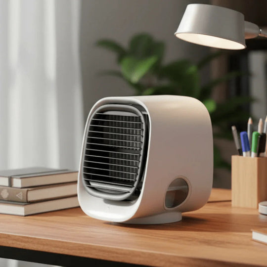 Mini Luchtkoeler 2-in-1 – Luchtbevochtiger &amp; USB Ventilator met LED