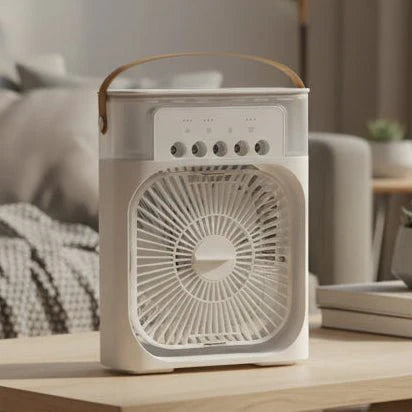 Mini Ventilator & Luchtbevochtiger 2-in-1 – Draagbaar voor Bureau