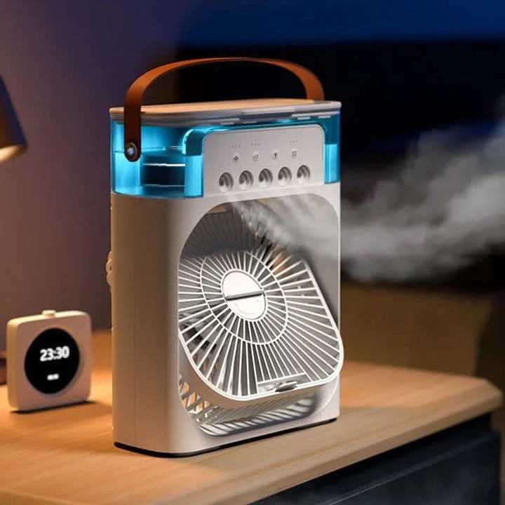 Mini Ventilator & Luchtbevochtiger 2-in-1 – Draagbaar voor Bureau
