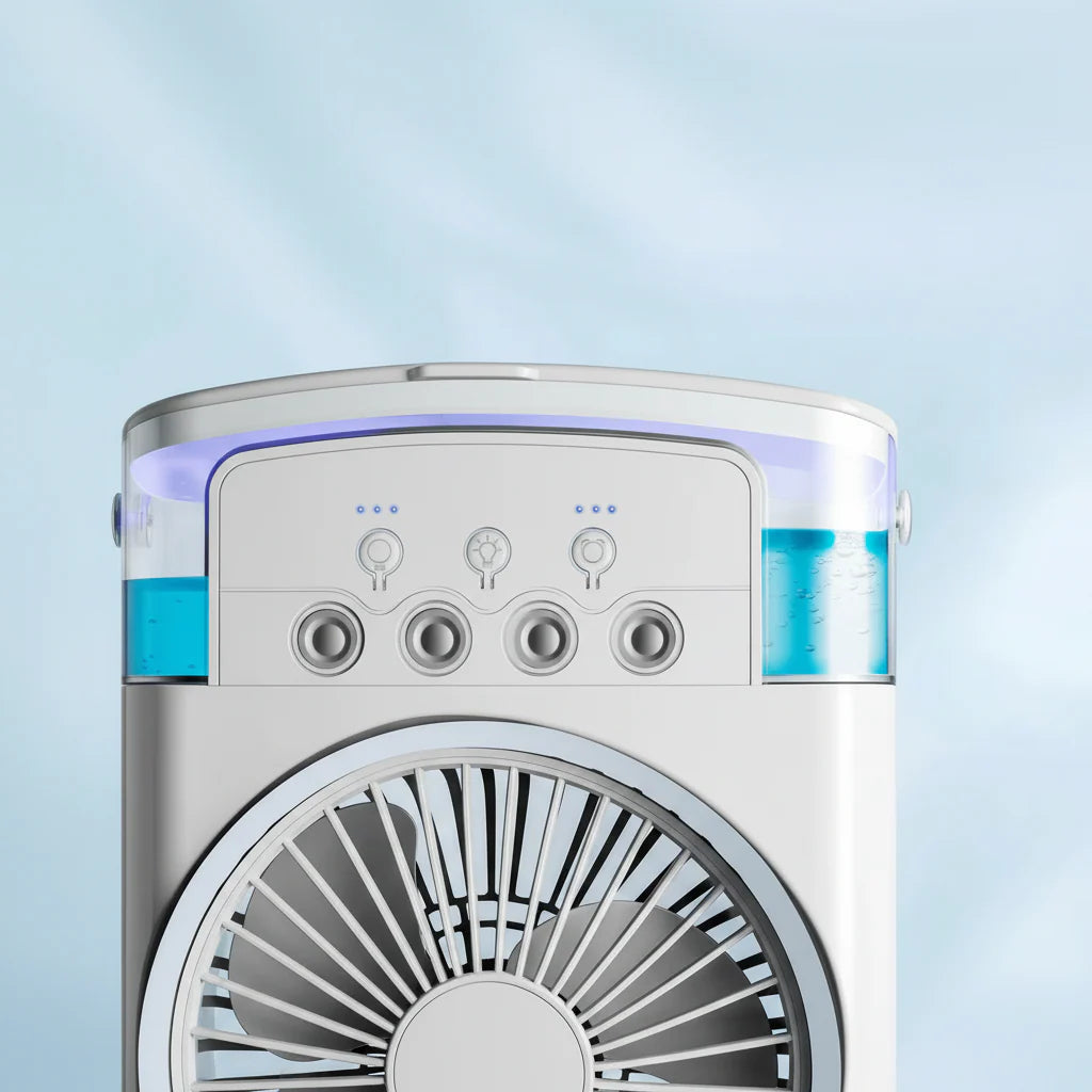 Mini Ventilator &amp; Luchtbevochtiger 2-in-1 – Draagbaar voor Bureau