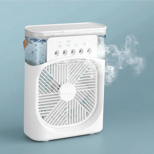 Mini Ventilator &amp; Luchtbevochtiger 2-in-1 – Draagbaar voor Bureau