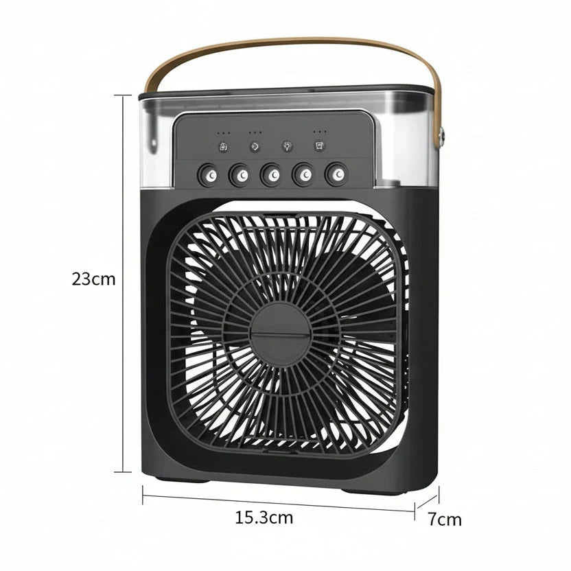 Mini Ventilator &amp; Luchtbevochtiger 2-in-1 – Draagbaar voor Bureau
