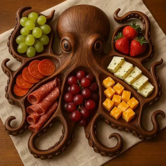 Octopus Serveerplank - Gerecycled Hout - Charcuterie Presentatieplank