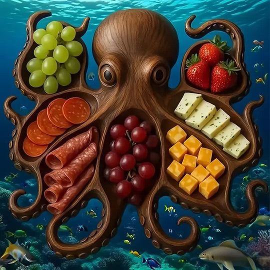 Octopus Serveerplank - Gerecycled Hout - Charcuterie Presentatieplank