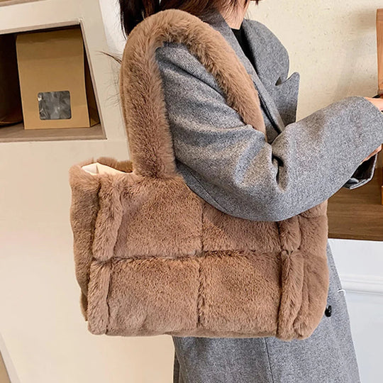 Pluche Handtas Dames – Zachte &amp; Ruime Wintertas (35 cm)