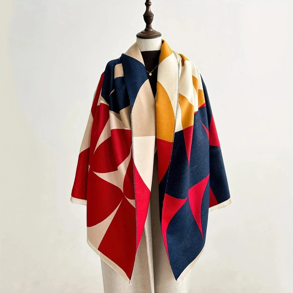 Poncho Sjaal – Omkeerbaar Model met Twee Kleurzijden