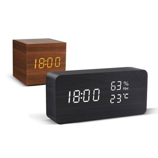 Minimalist Wooden LED Alarm Clock