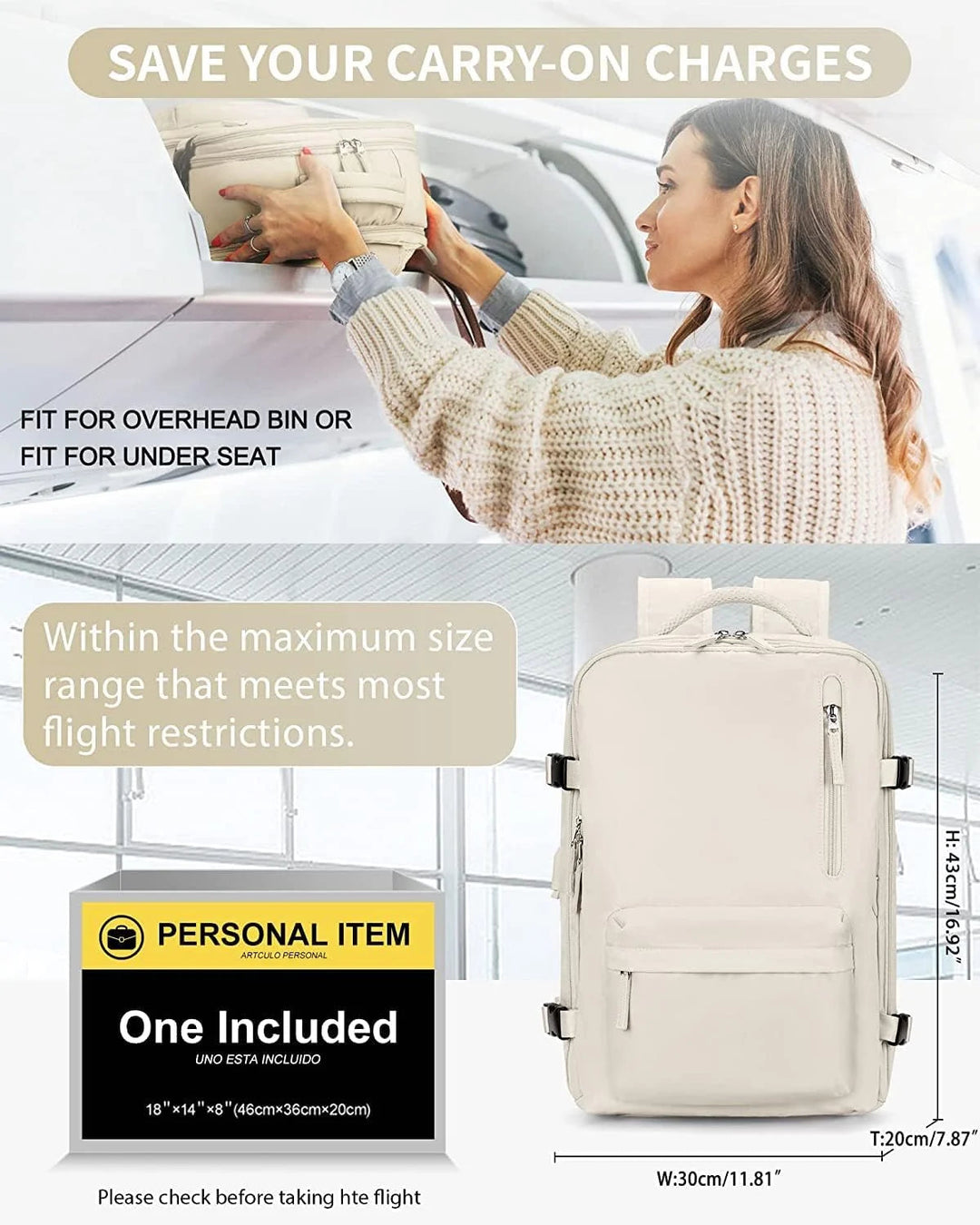 Reisrugzak 40L Waterdicht – Schoenvak, USB-poort &amp; Laptopvak
